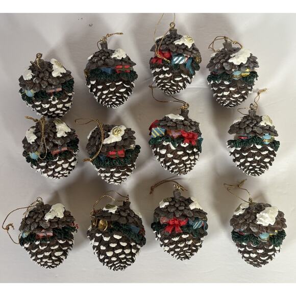 12 Animal Pinecone Christmas Ornaments Birds Bunnies Mice Raccoon Woodland - Picture 9 of 13